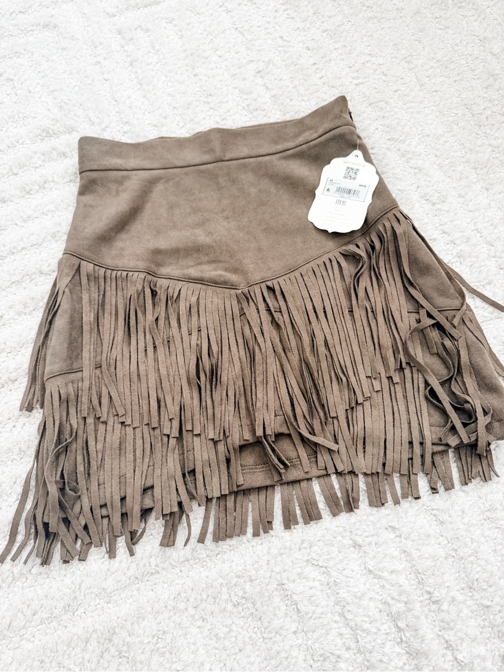 NWT - Altar’d Tate Women’s Fringe Suede Mini Skirt - Brown Size Small